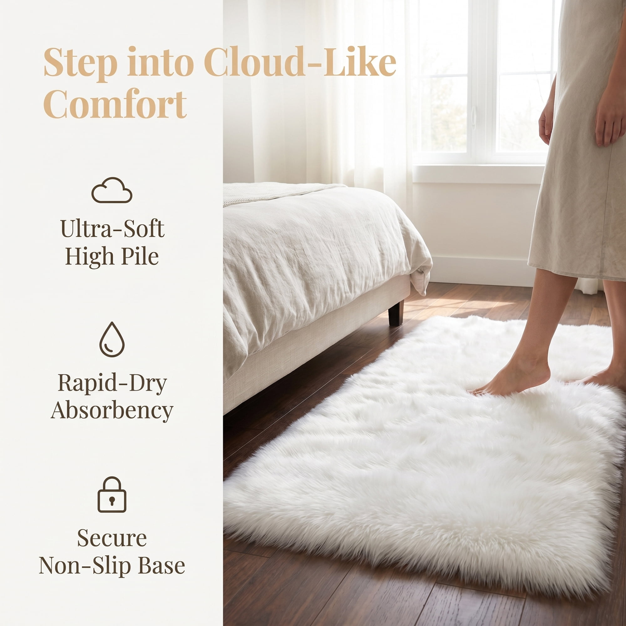 Unique Bargains Shaggy Area Rug Ultra Fluffy Non Slip Fuzzy Carpet 32" x 20" White