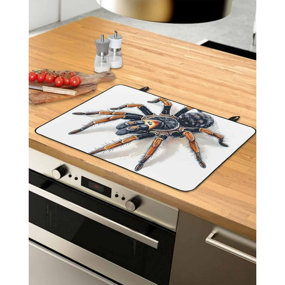 nqOlkjepod Large Induction Cooktop Protector Mat 24"x21", Modern Animals Print Stove Top Covers for Electric Stove, Watercolor Chic Spiders Decorative Stove Burner Cover Mats, Glass Top Stove Cover