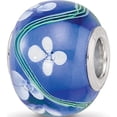 thumbnail image 1 of Sterling Silver Reflections Rhodium-Plated White Floral Blue Glass Bead (14.4 X 11.4) Made In China qrs3827, 1 of 5
