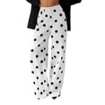 thumbnail image 2 of Women's Polka Dot Wide Leg Jeans High Waisted Straight Denim Pants Casual Loose Fit Vintage Y2K Fashion Novelty Trousers with Pockets for Daily Streetwear, 2 of 8