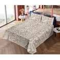 thumbnail image 4 of Ambesonne Vintage Fitted & Flat Sheet with Shams 4 Pcs Set, Leafy Print Nude Tone Motif, Calking, Pale Sepia and White, 4 of 5