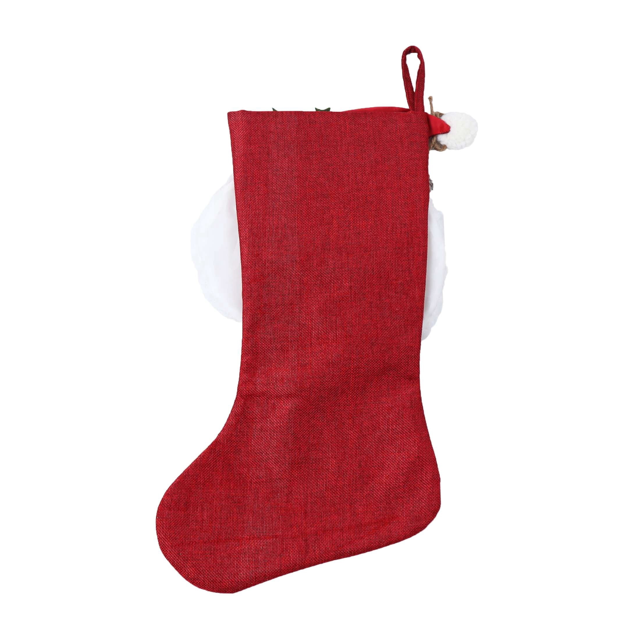 Burlap Santa Claus Christmas Stocking, Multicolor, 18", by Holiday Time