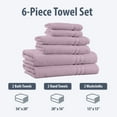 thumbnail image 4 of 100% Cotton 650 GSM 6-Piece Bath Towel Sets - Highly Absorbent & Extra Soft Quality Towels For Bathroom & Kitchen, Every Day Use - Lavender, 4 of 4