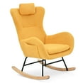 thumbnail image 2 of Modern Rocking Chair Teddy Fabric Padded Seat with High Backrest and Armrests Accent Chair Lambswool Armchair Single Sofa Chair with Solid Wood Legs for Living Room Bedroom Playroom, 2 of 9