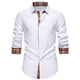 thumbnail image 2 of Blusa y camisa de manga larga con cuello vuelto para hombre, informal, con botones y retazos, de poliéster., 2 of 8