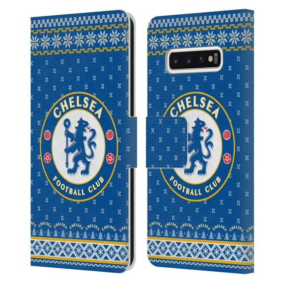 Head Case Designs Officially Licensed Chelsea Football Club Christmas Jumper Pattern 3 Leather Book Wallet Case Cover Compatible with Samsung Galaxy S10