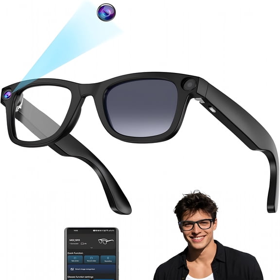 HBMYN 2026 Ai Smart Glasses with Camera,8Mp Hd Video Recording Camera Glasses,Voice Control,Object Recognition,Real-Time Translation,Smart Sunglasses with Bluetooth Call,For Conferences&Vlogging