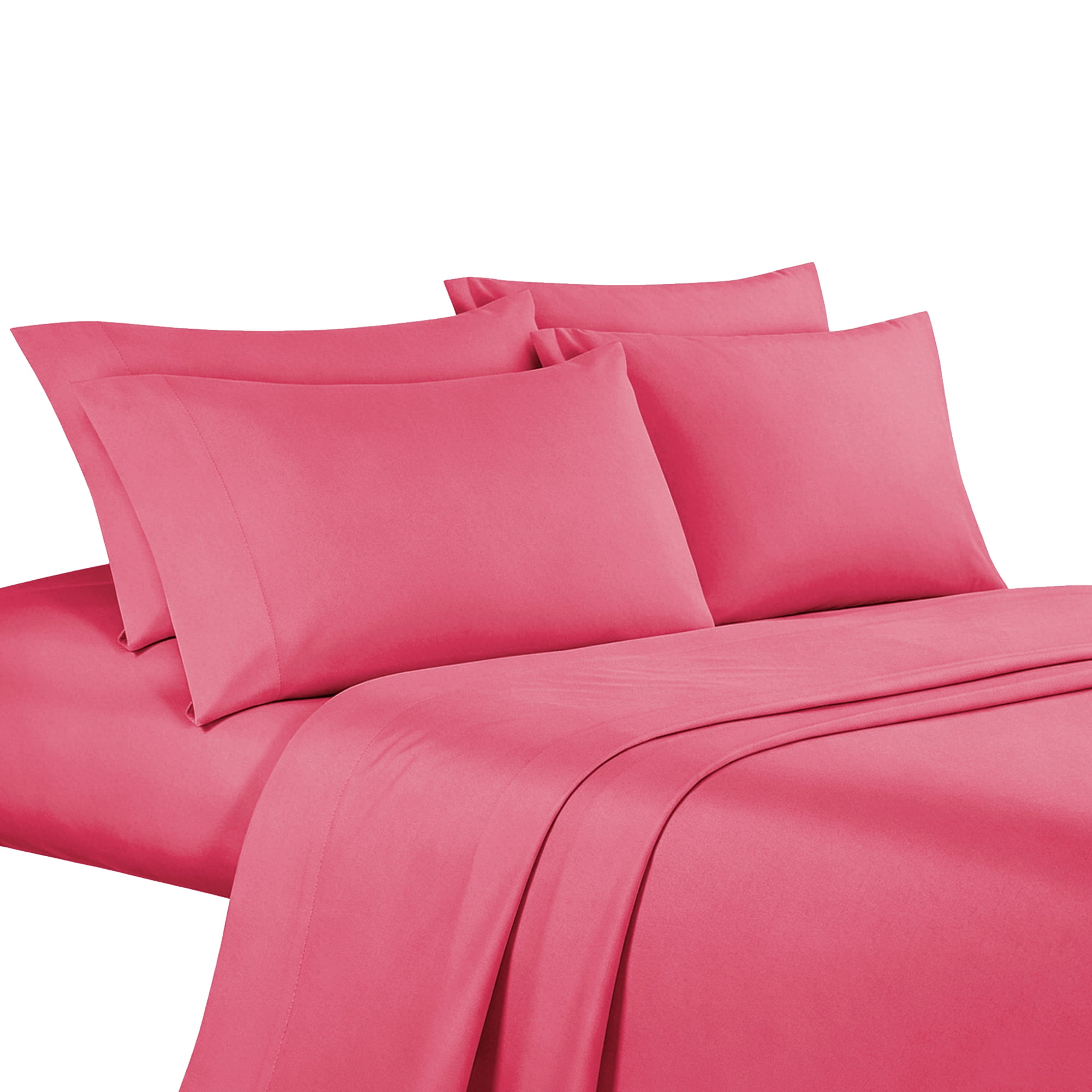 4-Piece Microfiber Bed Sheet Set,Soft Wrinkle‑Resistant Bedding,CAL.KING,Pink