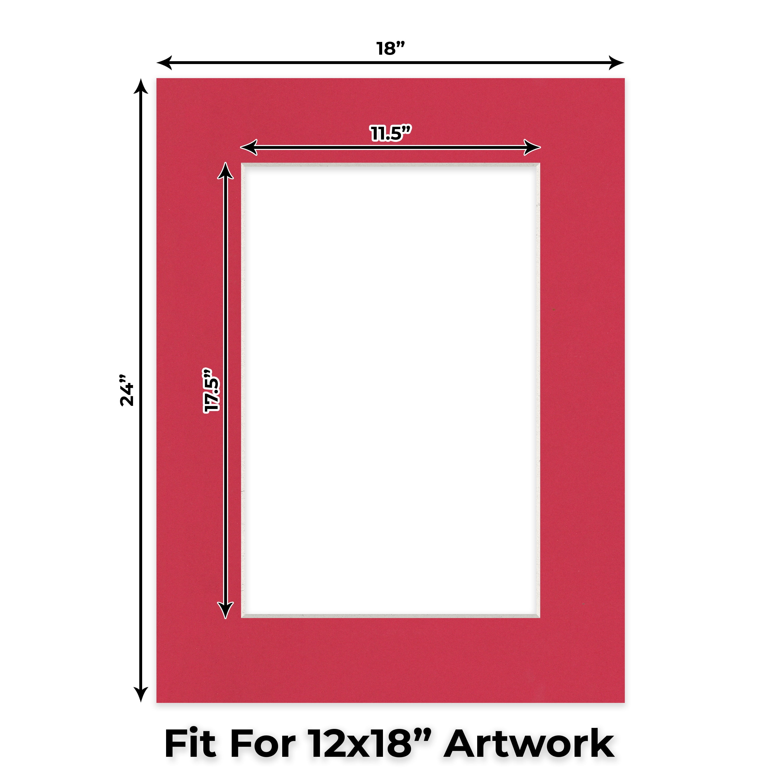 Deep Red Picture Frame Mat for 18x24 Frames - Fits 12x18 Photos - 25 Mats