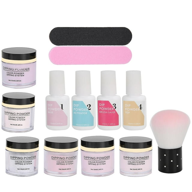 Nail Powder Kit, Base, Top Coat, Gel, Dust Brush, Manicure Tool Kit K1214