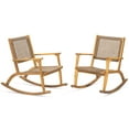 thumbnail image 3 of 2 Pieces Patio Rocking Chair Set, Acacia Wood Outdoor Garden  Rockers Furniture Set with Wicker Rattan Seat & Backrest for Backyard, Balcony, Porch, Poolside, Natural (Without Table), 3 of 9