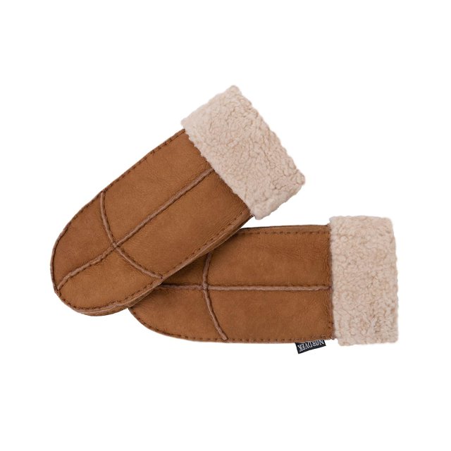Manoplas de piel de oveja 100% genuinas para mujer con puño vuelto # 308-100