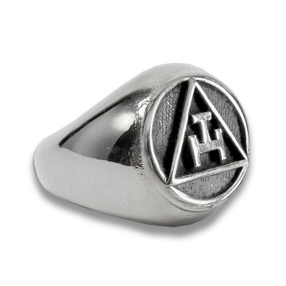 Steel Masonic Rings. Silver Tone Royal Arch Freemasons Round Triple Tau