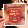 thumbnail image 7 of 3drose, Happy Birthday Dad Banner, Cake with Gifts and Balloons, 6 Greeting Cards with Envelopes, 7 of 7