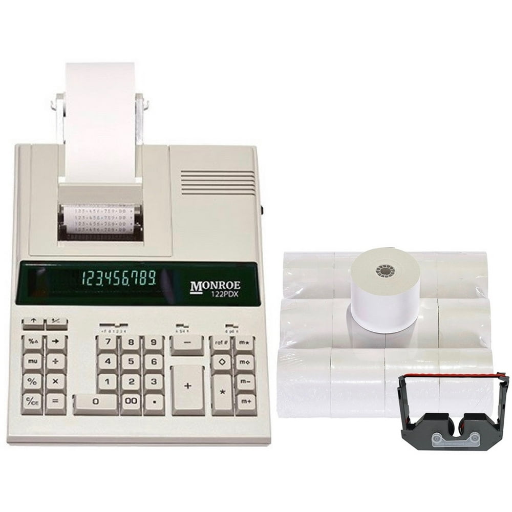 Monroe 122PDX MediumDuty 12Digit Print/Display Calculator With