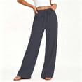 thumbnail image 3 of YTCAMLO Womens Cotton Pants Elastic High Waist Casual Palazzo Trousers with Pockets Casual Lightweight Breathable Flowy Wide Leg Pants, 3 of 9
