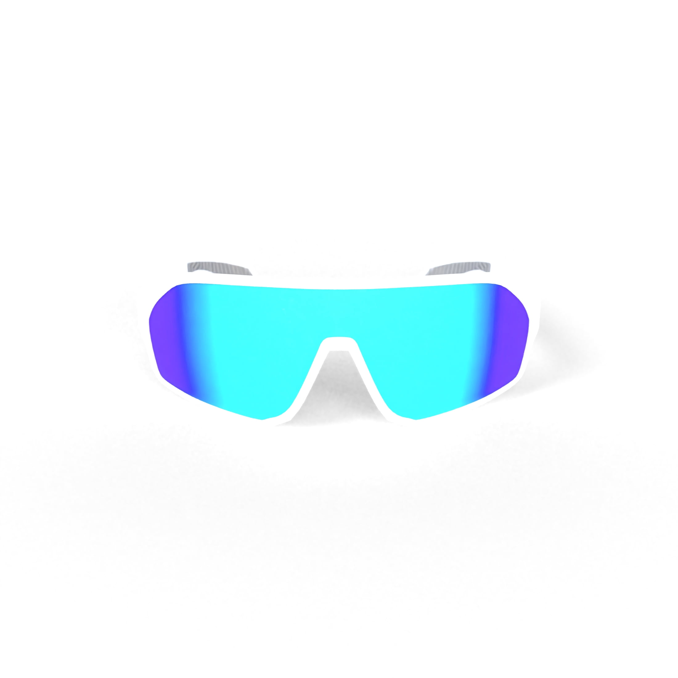 Hurley Scar - HSM1017PS_105, shield sunglass, white frame & smoke + ice blue mirror polarized lens + ar coating
