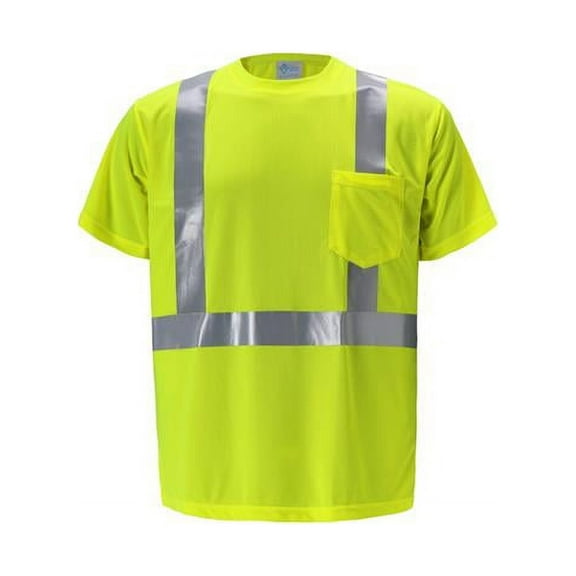 Class 2 High-Viz Short Sleeve Birdseye T-Shirt, Lime - Large