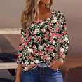 thumbnail image 7 of Gamivast of the Day Tops for Women 2025 Pleated Tunic Tops 3/4 Length Sleeve Shirts Casual Crew Neck Floral Loose Fit Tops Red XXXL My Recent Placed, 7 of 7