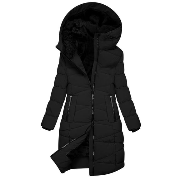 Fashion Plus Size Hooded Coats for Womens Winter Warm Lengthened And Thickened Medium Length Down Jacket