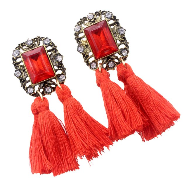 Pendientes de borla vintage Fernando de Cristal rojo para Mujer Y Niñas