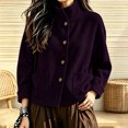 thumbnail image 2 of uublik Trench Coat Women Purple Button Down Collared Short Jacket Trendy Clothes, 2 of 6