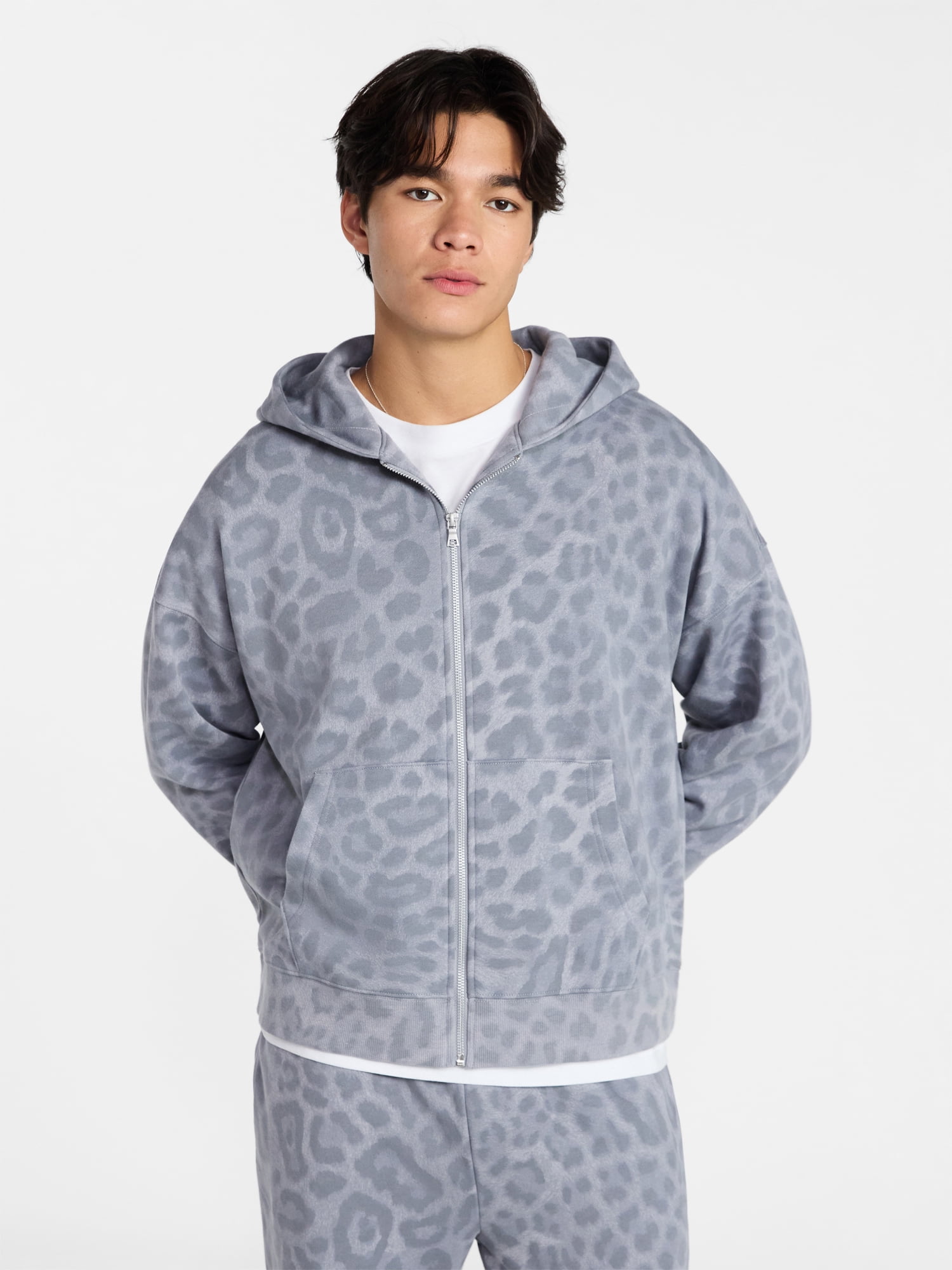 No Boundaries Zip Hoodie with Long Sleeves, Men's XS-4XLT