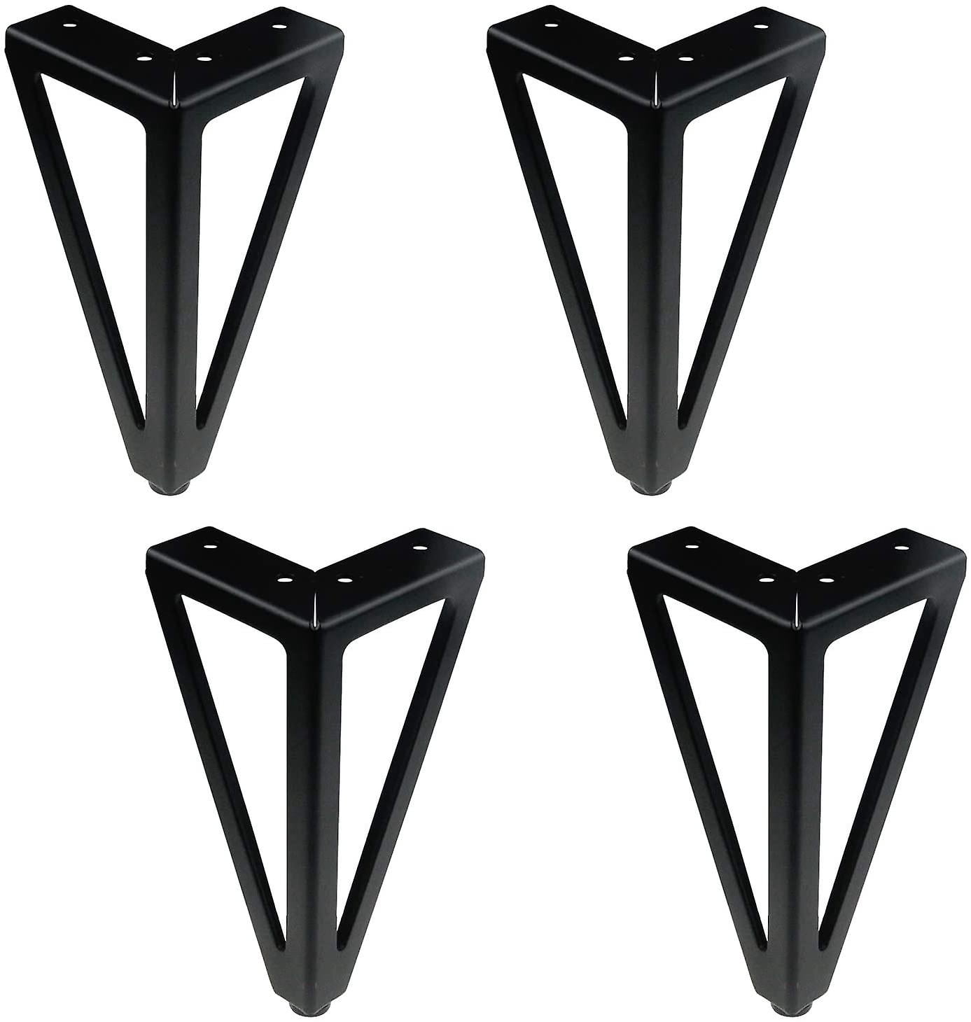4-Pack Triangle Metal Furniture Legs - Heavy Duty Replacement Feet For Sofas, Cabinets, Chairs, 12cm Black