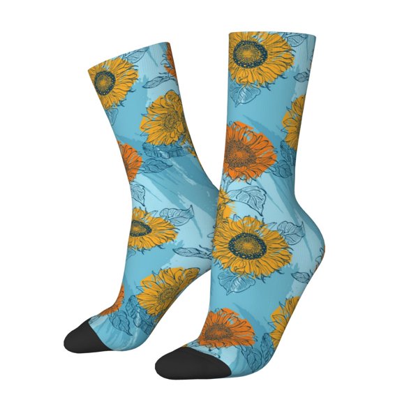 Logiee Sunflowers Print Adult Socks for Men & Women,Calf Socks, Ankle Socks,Boots Socks,Breathable Casual Sock,Unisex Crew Socks