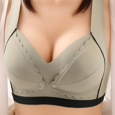 Nexjvus Nursing Bras for Breastfeeding Strap Wirefree Front Open Front Open Button Bra Fashion Bra