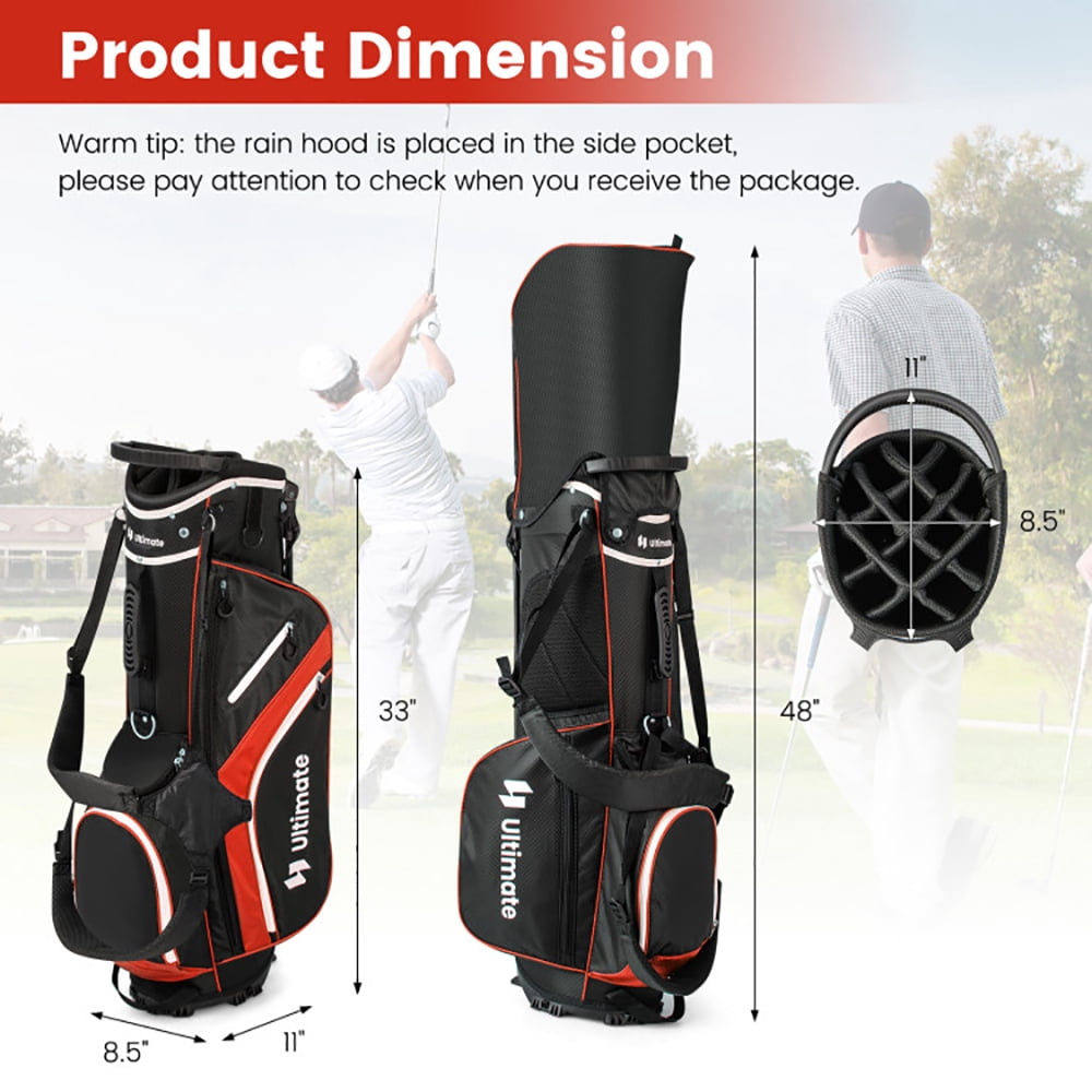 Topcobe Lightweight Golf Stand Bag with 14 Way Top Dividers and 6 Pockets, Golf Bags for Adult, Multiple Pockets, Red