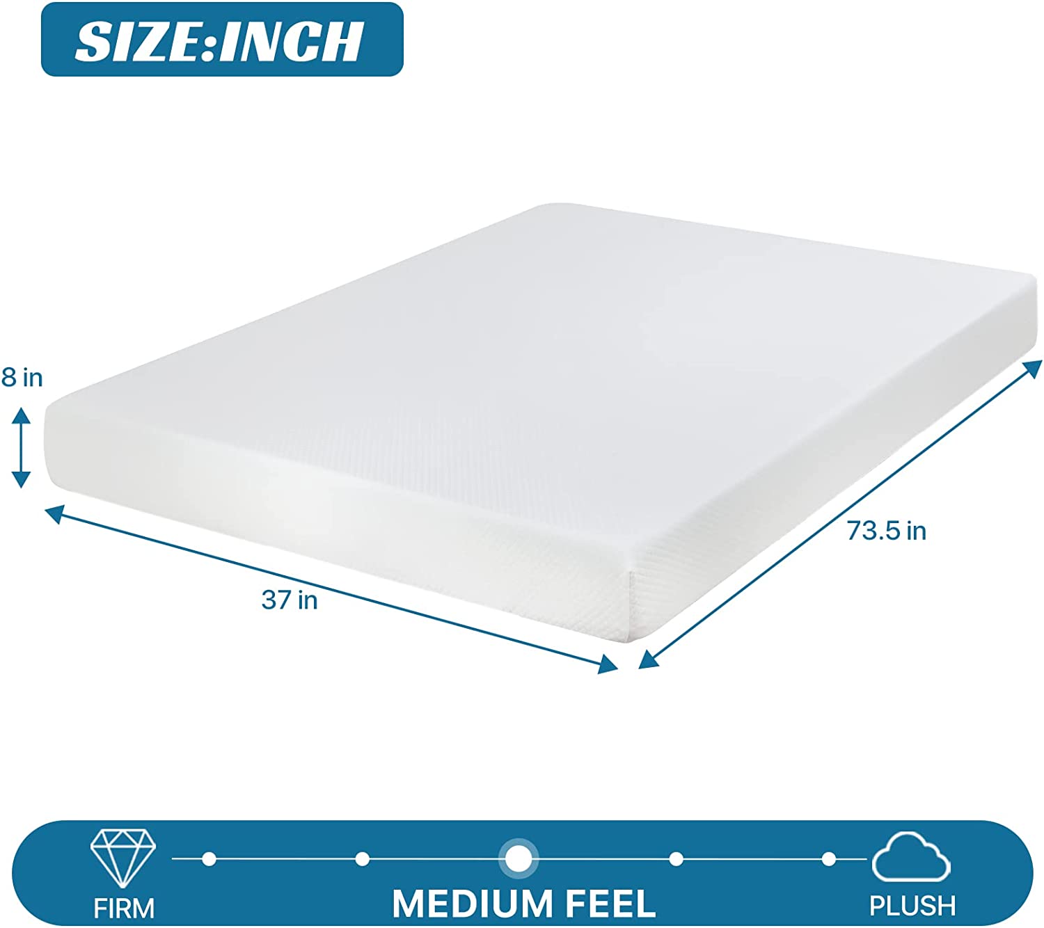 Dkelincs Twin Size Mattress 8 inch Gel Memory Foam Mattress Medium Firm Mattress for Cool Sleep Pressure Relief
