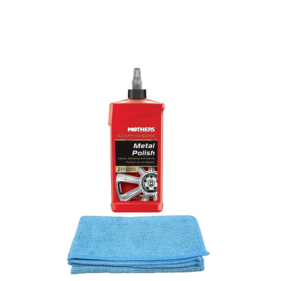 Mothers California Gold Metal Polish (12 oz.) Bundle with Microfiber Cloth (2 Items)