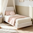 thumbnail image 1 of Cloud Bed Frame, Soft Boucle Bed Frame with Adjustable Headboard, Solid Wood Legs, Rounded Corners Design & Easy Assembly – Modern Platform Bed, Twin Cream, 1 of 7
