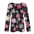 thumbnail image 5 of asdoklhq Christmas Turtleneck Tops for Women Christmas Women's Fashion Tees Casual Round Neck Loose T Shirt Long Sleeve Christmas Print Shirt Multicolor M, 5 of 6
