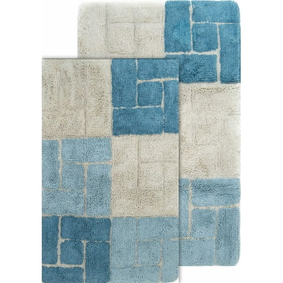 Chesapeake Berkeley 2pc Aquamarine Bath Rug Set (21"x34" & 24"x 40")