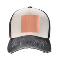 thumbnail image 2 of Orange And White Striped Baseball Cap Distressed Adjustable Vintage Cotton Denim Hat for Women Men, 2 of 7