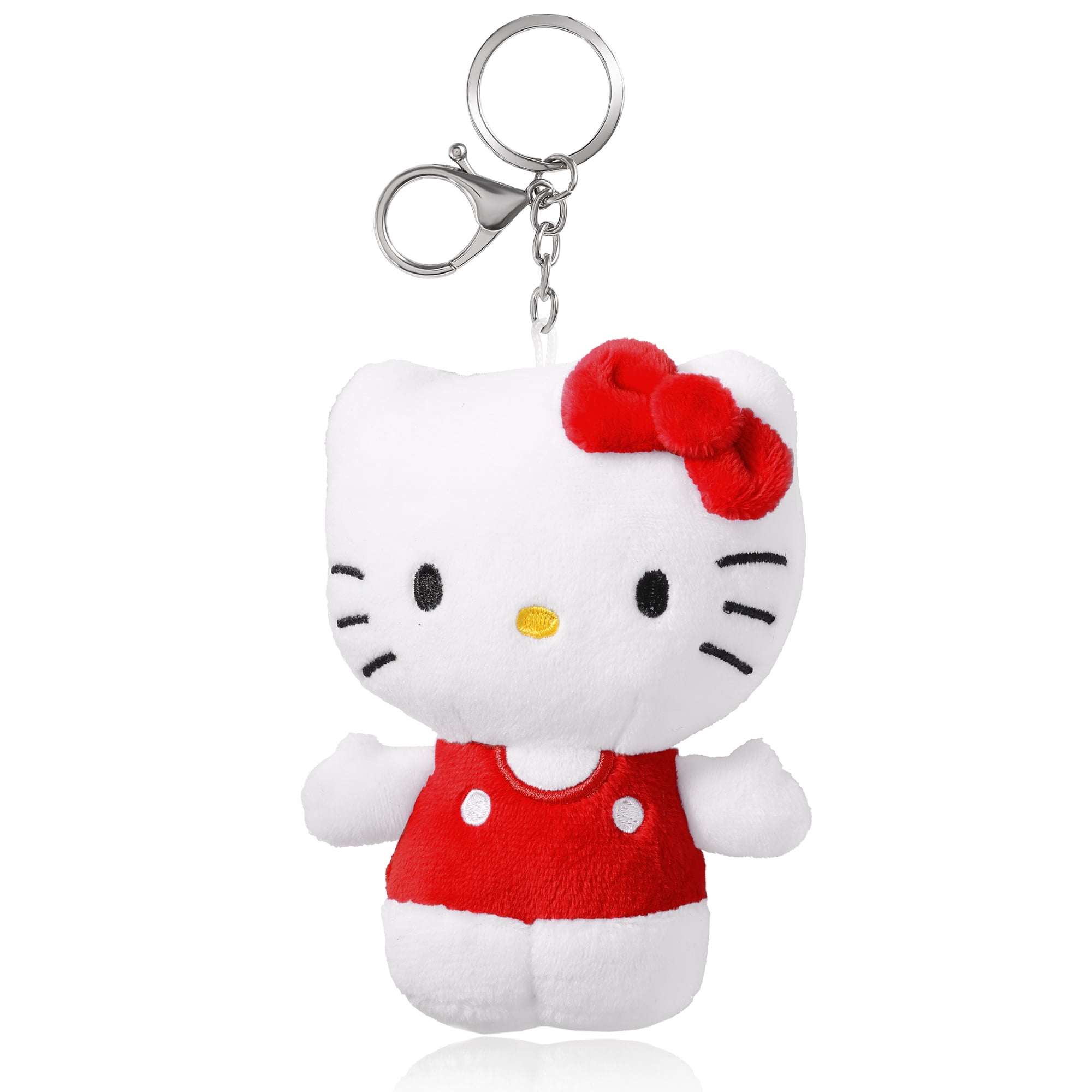 Hello Kitty Plush Keychain Set of 2, Sanrio Bag Charm, Red & Pink