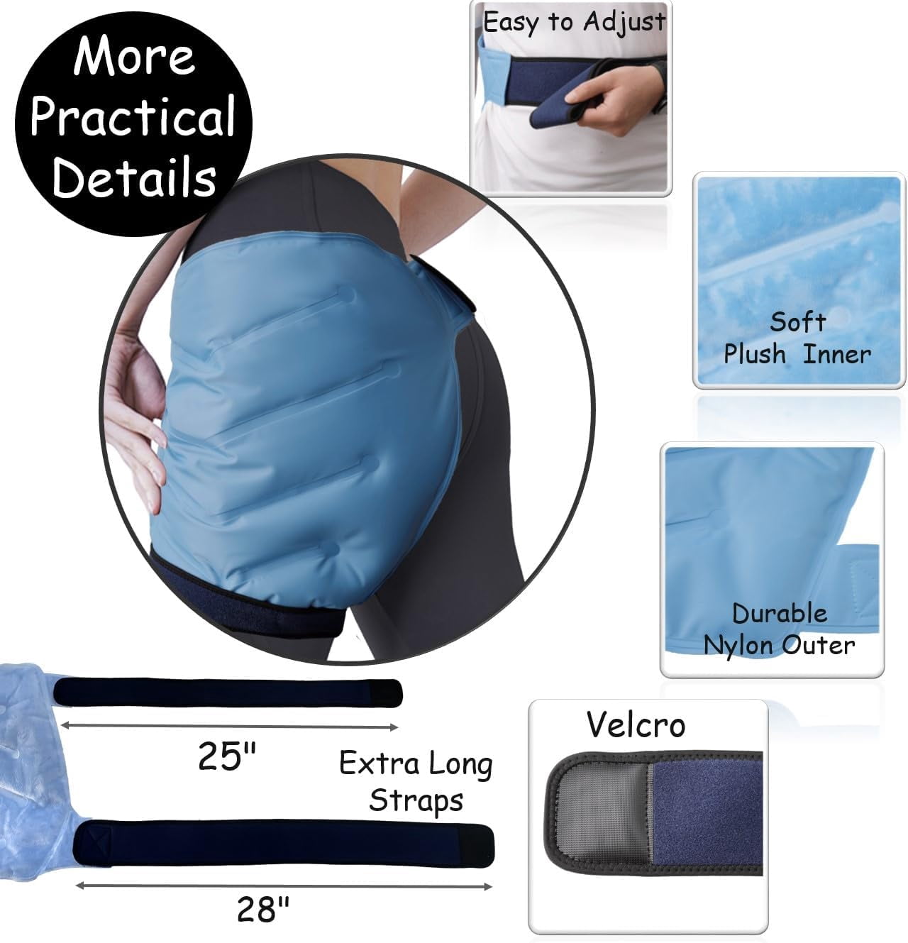 UTOURS Extra Large XXL Hip Replacement Recovery Aids, Plus Size Reusable Ice Bursitis Wrap for Inflammation & Swelling Relief, Post Hip Surgery Must Haves