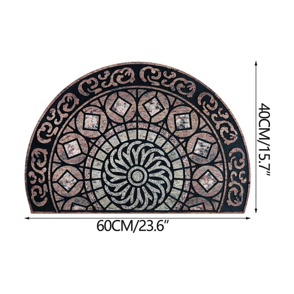 Half Circle Door Mat Outdoor, Front Door Rug Indoor Outside Entrance, Absorbent Heavy Duty Doormat Non Slip Backing, Black