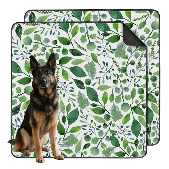 2-Pack 48x48 Inch Washable Dog Potty Pad, Heavy Duty Reusable Puppy Potty Training Mat with Leak-Proof Base, Non-Slip for Hardwood Floors, Floral Pattern