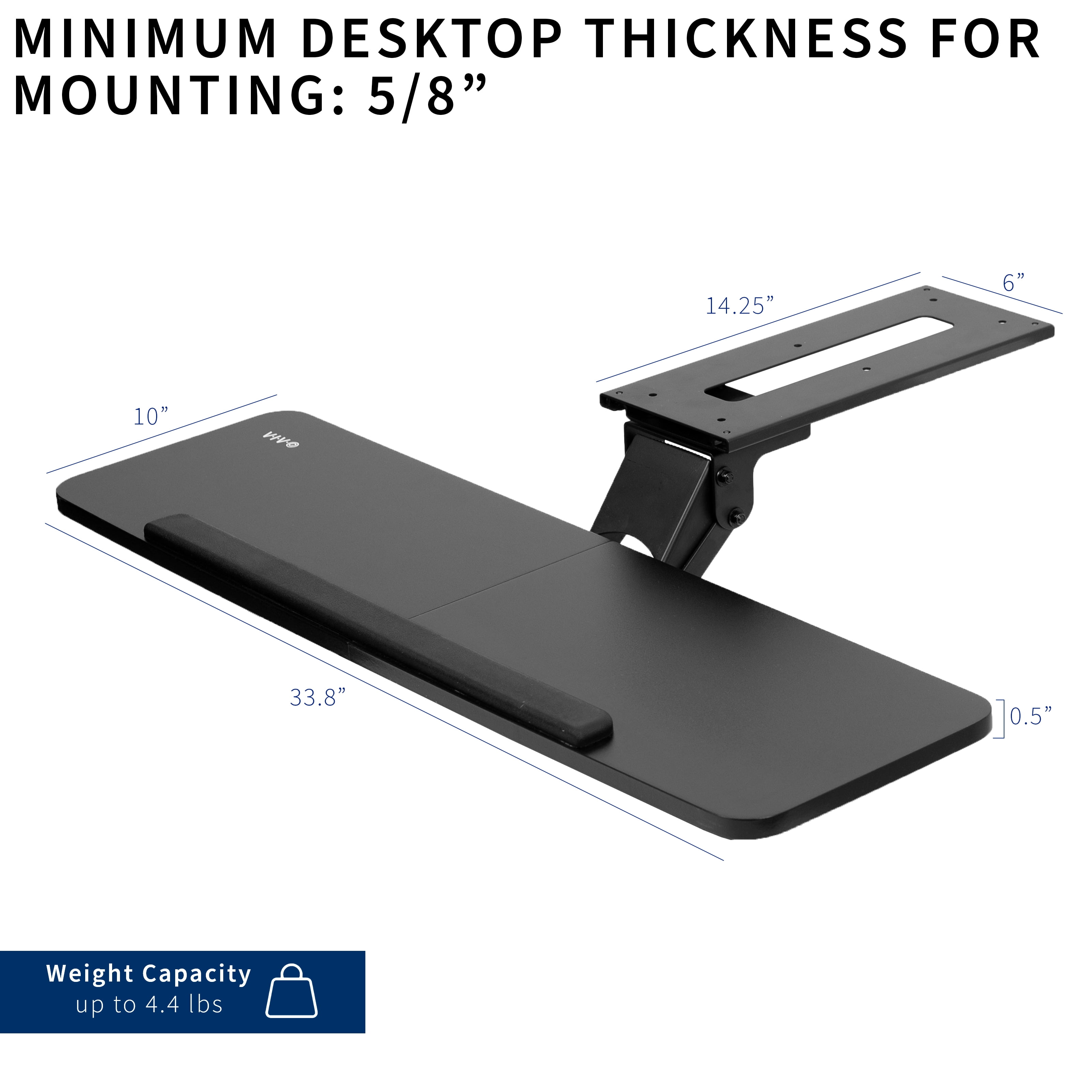 VIVO Adjustable 34" Computer Keyboard & Mouse Platform Tray Under Desk Mount