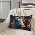 thumbnail image 4 of Plush Throw Pillow Covers, Colorful Flower Goat Pillow Cases with Invisible Zipper, Breathable Microfiber Pillow Cases Standard Size for Sleeping Bedroom Sofa Living Room 16x24, 4 of 5