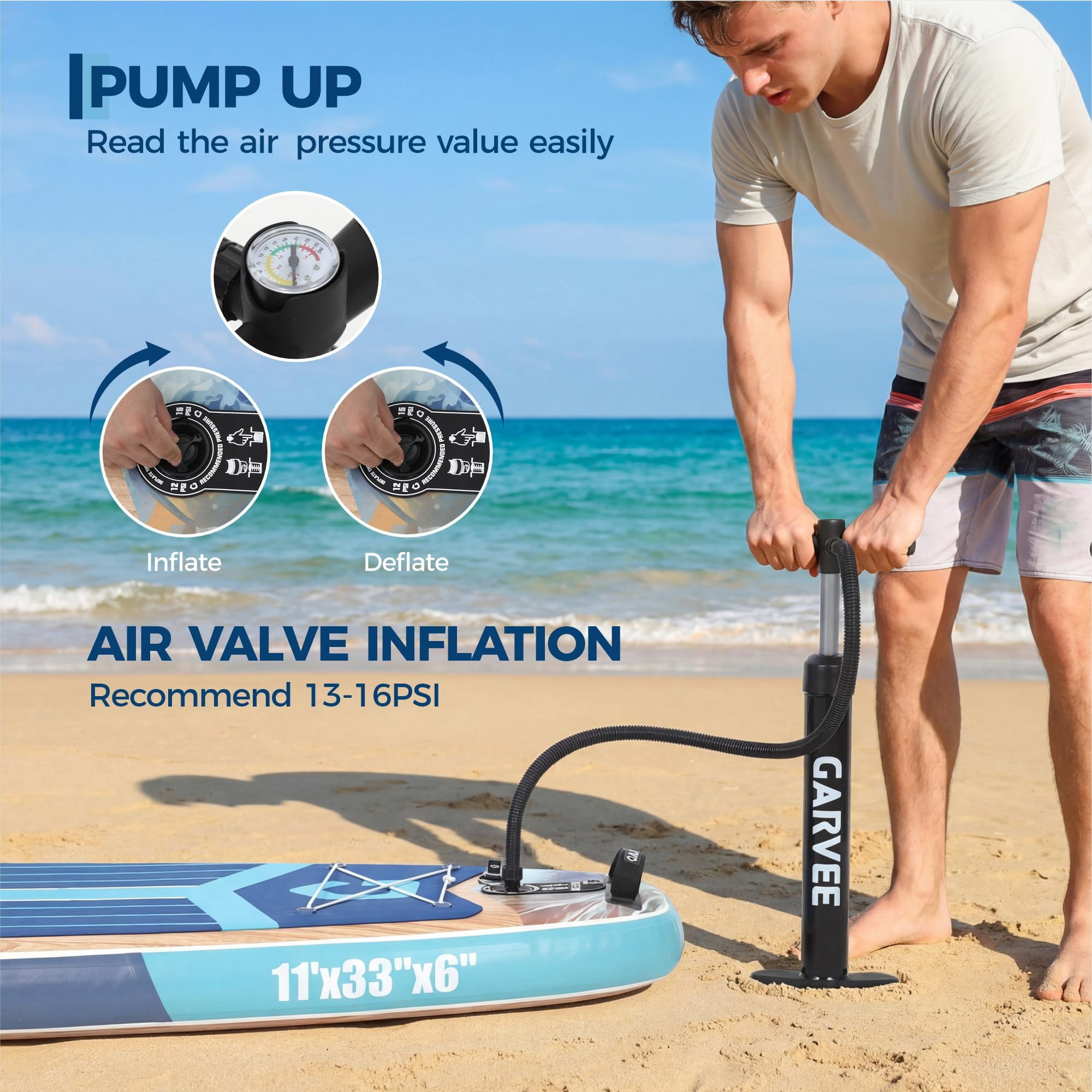 QinaQin Inflatable Stand Up Paddle Board, Wide Stable SUP with EVA Deck and Full Accessories for Adults and Beginners