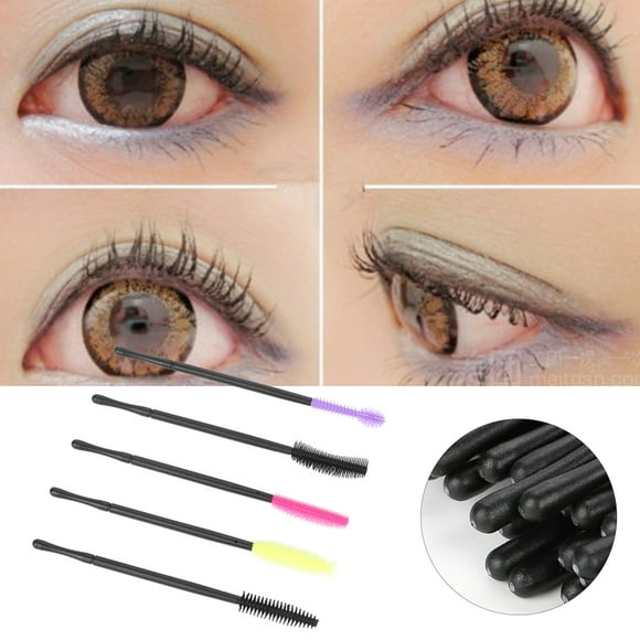Fugacal Cepillo de pestañas de Silicona 50Pcs Pestañas Desechables Negro