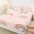 thumbnail image 5 of Manfei Boho Rainbow Queen Sheets, Star Dot Queen Sheet Sets, Light Pink, 4 Pieces, 1 Flat Sheet, 1 Fitted Sheet and 2 Pillowcases, 5 of 6