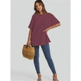 thumbnail image 4 of Women's Oversized T Shirts Short Sleeve Crewneck Summer Tops Casual Loose Basic Tee Shirts Trendy Clothes, 4 of 4