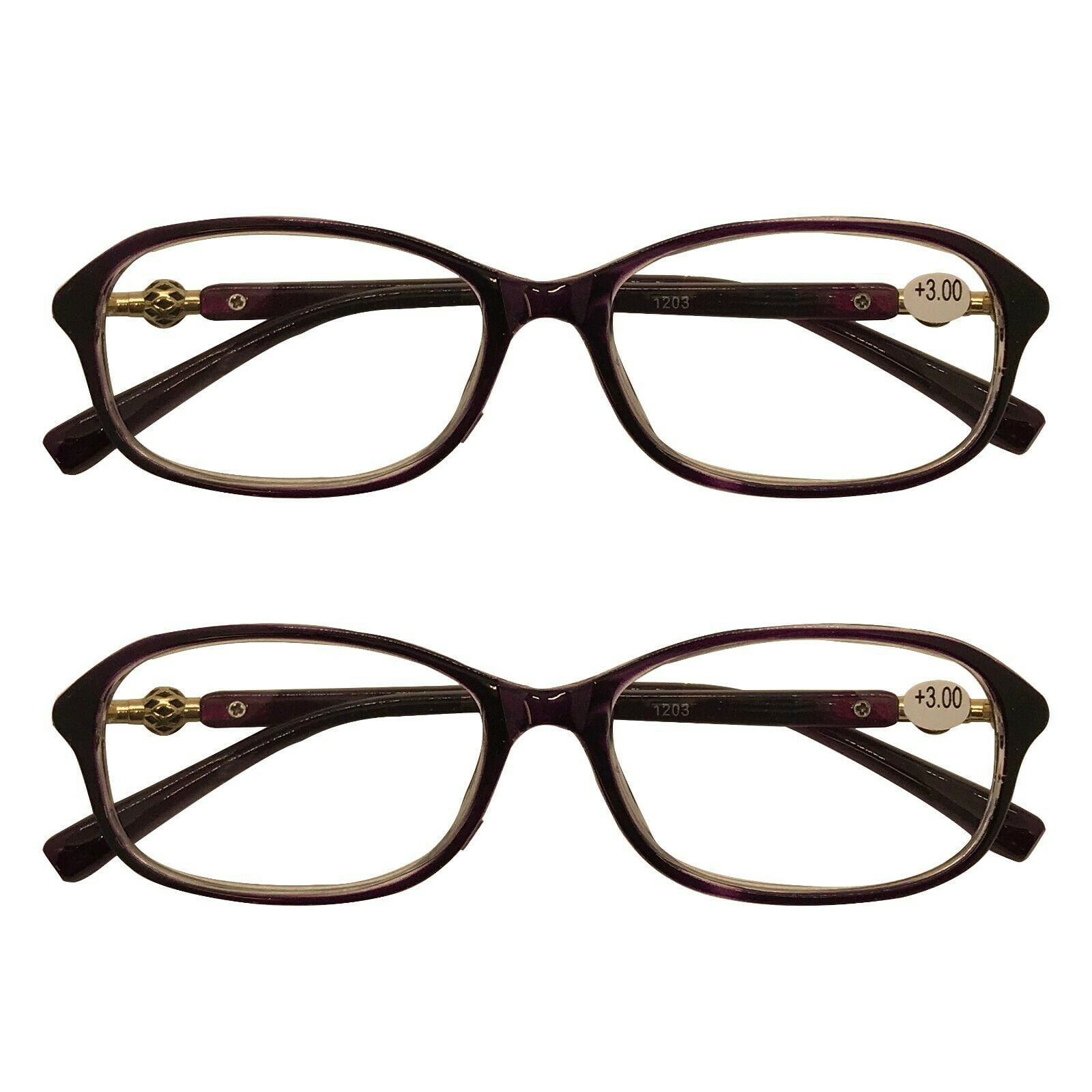 2 Packs Womens Oval Frame Reading Glasses Lightweight Classic Style