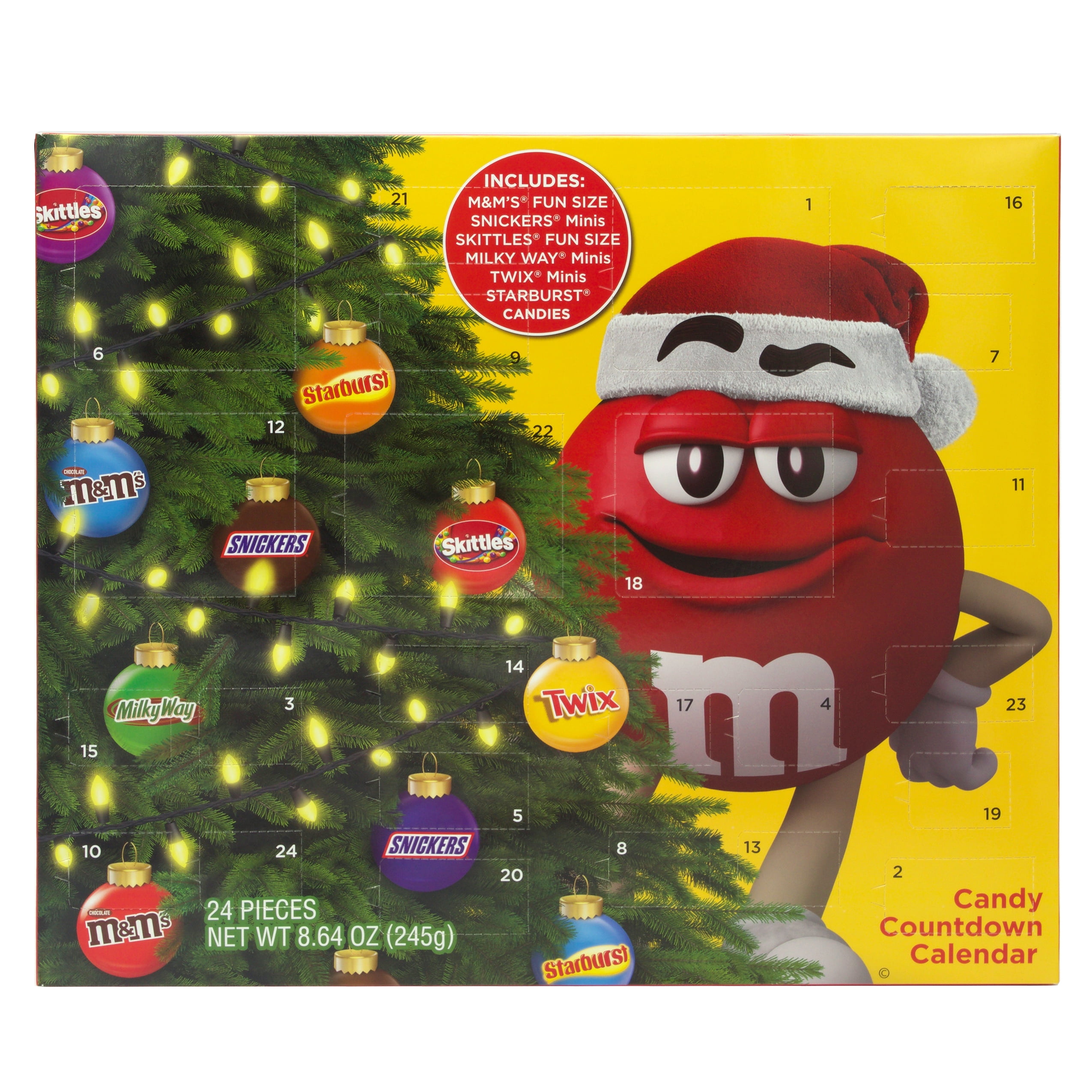 M M S Skittles Starburst Twix Snickers Milky Way Fun Size Assorted Christmas Countdown Calendar 24 Count Walmart Com Walmart Com