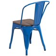 thumbnail image 2 of 4 Pk. Blue Metal Stackable Chair with Wood Seat, 2 of 8